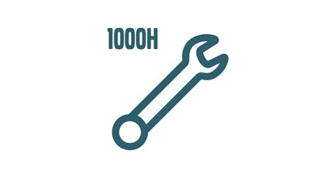 Spanner icon with 1000H written as text next to it.