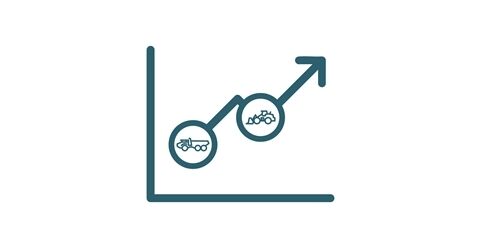 Icon of productivity graph with arrow going upwards