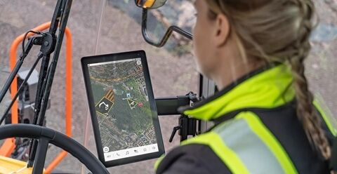 Close up of Connect Map on screen in Volvo Wheel Loader