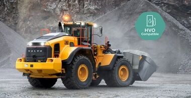Volvo L260 wheel loader using Hydrotreated Vegetable Oil for lower emissions