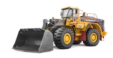 Side  view of the L350H wheel loader in slag handling purpose configuration.